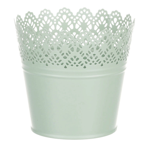 Obal kovový - kulatý, krajkový okraj, barva zelená