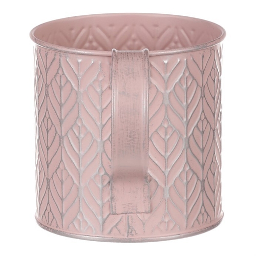 Obal kovový - tvar konve, stříbrný vzor, barva růžová