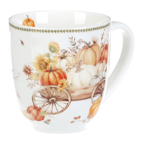 Hrnek porcelánový - 440 ml, dárkové balení, vůz plný dýní