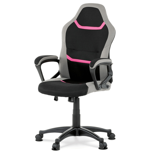 Herní židle, houpací mechanismus, černá látka, KA-L611 PINK