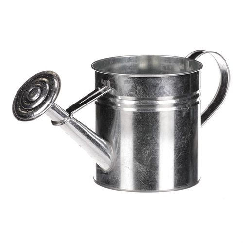 Obal na květiny - konev, zinkový, barva stříbrná