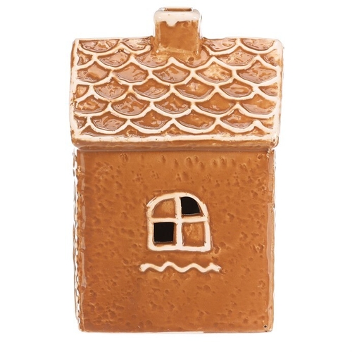 Domeček perníkový - keramika, LED osvětlení, hnědý