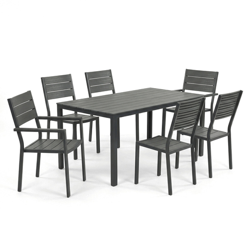 Zahradní sestava 156x78x74cm, polywood, šedá, AZS-B1656 GREY