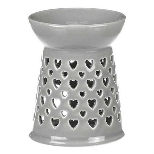 Aromalampa - porcelánová, se srdíčky, barva šedá