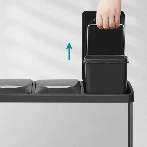 Koš na odpadky, plast, stříbrná, AUK-E1124 CR