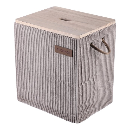 Koš prádelní - látkový s víkem, šedý, cena za sadu 5 ks