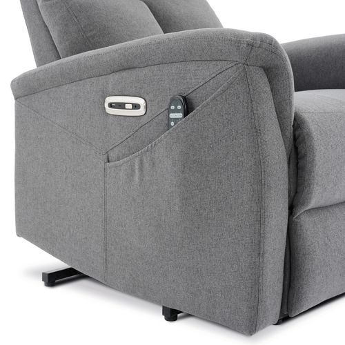 Polohovací křeslo, elektrické zabudované ovládání, šedá, látka, TV-929 GREY2