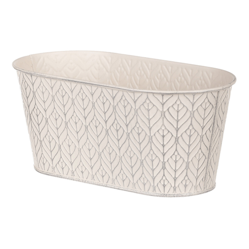 Obal kovový - truhlík, stříbrný vzor, barva krémová