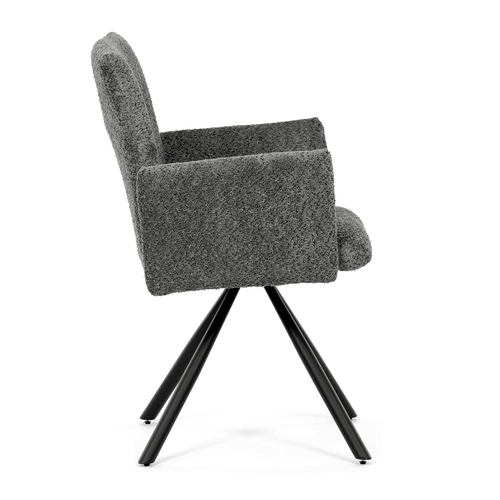 Jídelní židle otočná 180°, šedá, látka bouclé, DCH-W1117 GREY2