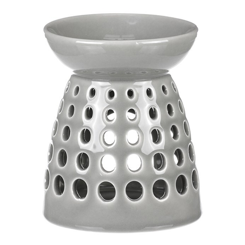 Aromalampa - porcelánová, kulaté otvory, barva šedá