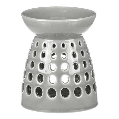 Aromalampa - porcelánová, kulaté otvory, barva šedá