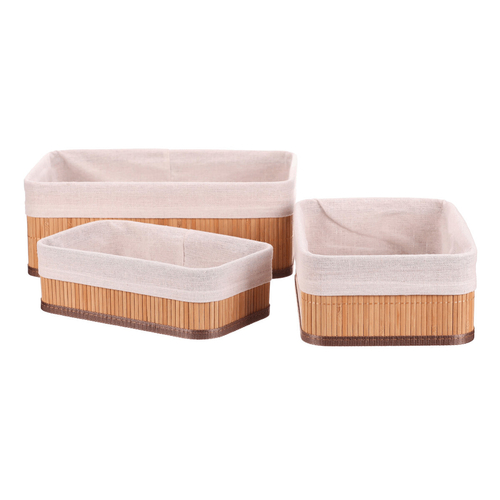 Koš regálový - bambus, přírodní, cena za sadu 3 ks