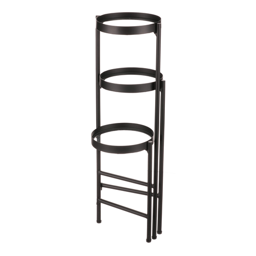 Stojan na květiny - 3 patrový, kovový se sklem