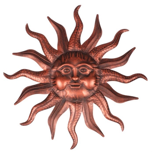 Slunce kovové - nástěnná dekorace, barva měděná