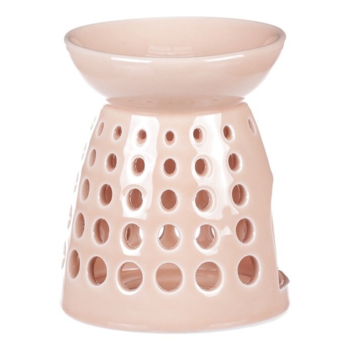 Aromalampa - porcelánová, kulaté otvory, barva meruňková