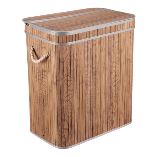 Koš prádelní - bambusový, s víkem, šedo-hnědý