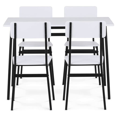 Jídelní set s 4 židlemi, 110x70x76cm, mdf, bílá, AUT-O2155 WT