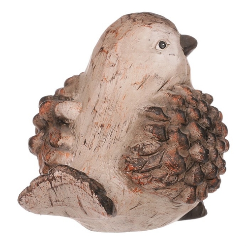 Ptáček - keramická figurka, barva hnědá
