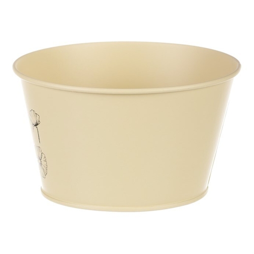 Obal kovový - nízký, motiv kvetoucího máku, žlutý