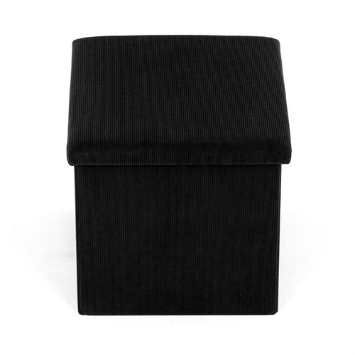 Taburet s úložným prostorem, černá, manšestrová látka, TAB-471 BK6