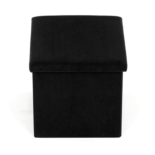 Taburet s úložným prostorem, černá, manšestrová látka, TAB-471 BK6