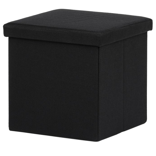 Taburet s úložným prostorem, černá, látka, TAB-461 BK2