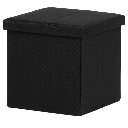 Taburet s úložným prostorem, černá, látka, TAB-461 BK2
