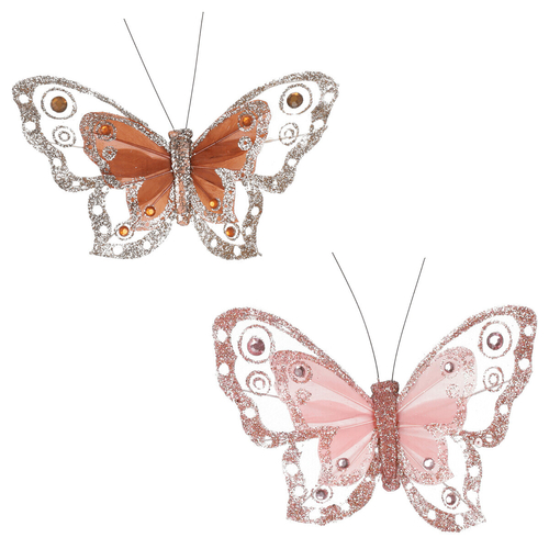 Motýl s klipem, 6 ks v krabičce, mix barev, cena za 1 krabičku