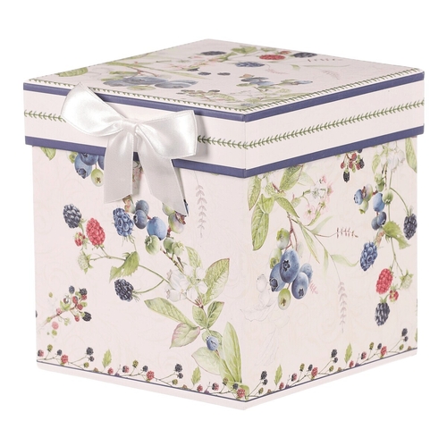 Konvička se šálkem - dárkový set v krabičce, porcelán, bílý s lesními plody