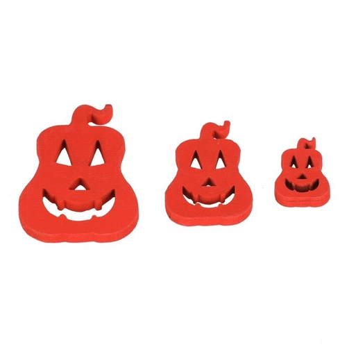 Dýně s obličejem - dřevo, mix 3 barev a 3 vel., cena za balení (18 ks)