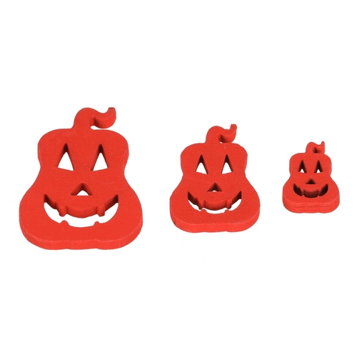 Dýně s obličejem - dřevo, mix 3 barev a 3 vel., cena za balení (18 ks)