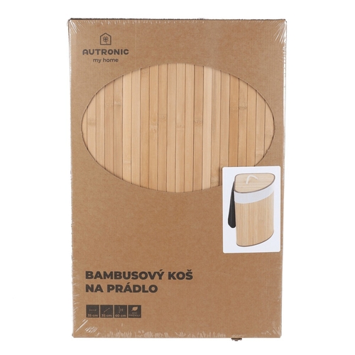Koš prádelní - bambusový, rohový s víkem, přírodní