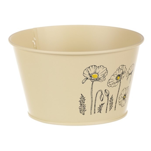 Obal kovový - nízký, motiv kvetoucího máku, žlutý