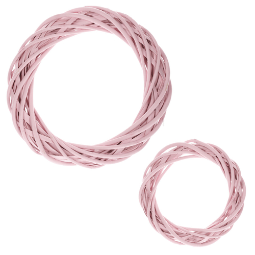 Věnec z proutí - vrba, barva růžová, cena za sadu 2 ks