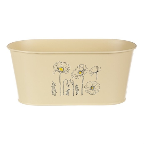 Truhlík kovový - motiv kvetoucího máku, žlutý