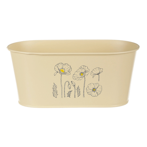 Truhlík kovový - motiv kvetoucího máku, žlutý