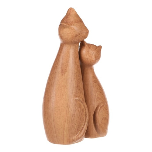 Kočka - figurka z polyresinu, imitace dřeva, cena za sadu 2 ks