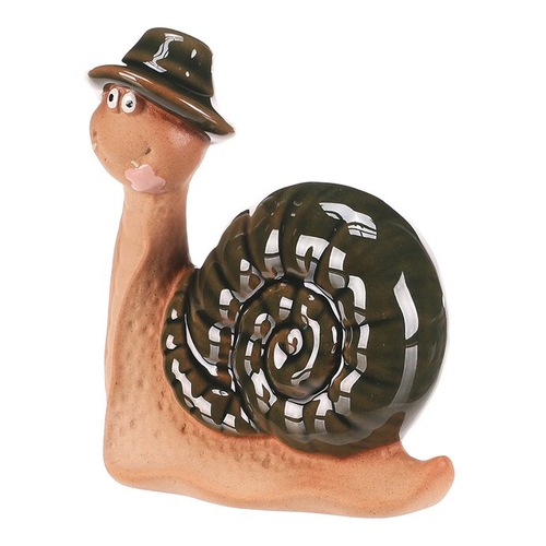 Šnek - keramická figurka, vel. S, zelená ulita