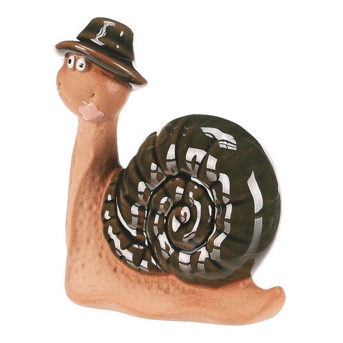 Šnek - keramická figurka, vel. S, zelená ulita
