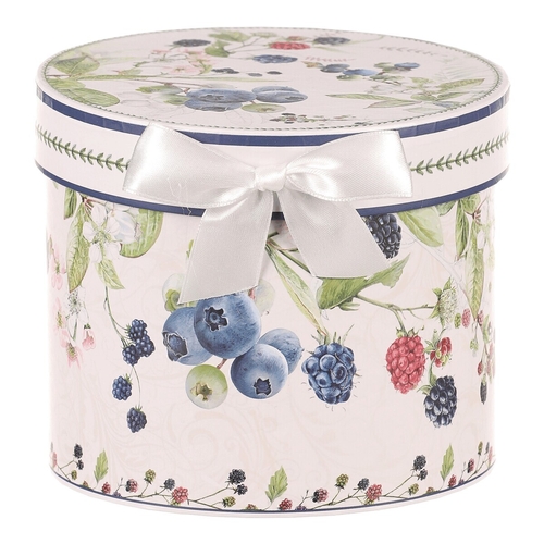 Hrneček v dárkové dóze - porcelán, bílý s lesními plody