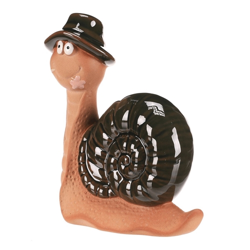 Šnek - keramická figurka, vel. L, zelená ulita