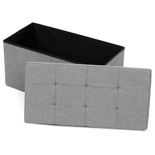 Taburet s úložným prostorem, šedá, jemně hrubá látka, TAB-462 GREY2