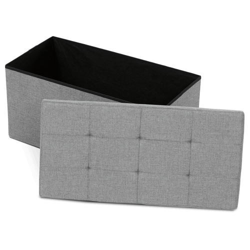 Taburet s úložným prostorem, šedá, jemně hrubá látka, TAB-462 GREY2