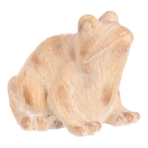 Žába - figurka z polyresinu, větší, imitace dřeva