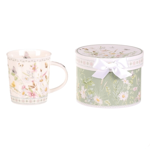 Hrnek malovaný - porcelán, dárková dóza, motiv rozkvetlé louky