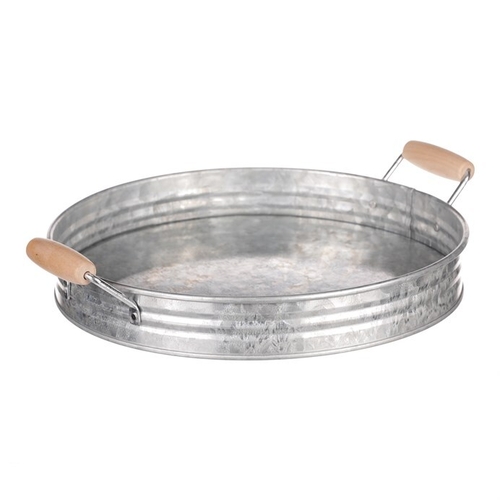 Tác kovový - tvar pánve, zinkový, barva stříbrná