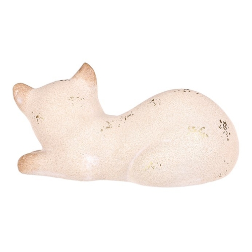 Kočka - keramická figurka, ležící, vel. L, barva krémová