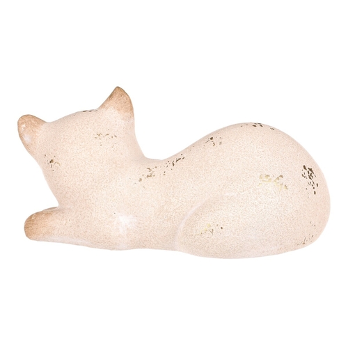 Kočka - keramická figurka, ležící, vel. L, barva krémová