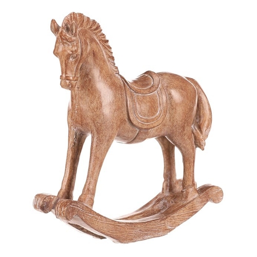 Koník houpací - 15 cm, polyresin, imitace dřeva