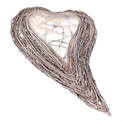 Obal na květiny pietní - proutěný, tvar srdce, šedý